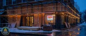 Storefront of a Supra restaurant location under construction with an Open Soon neon sign, representing the NYC expansion funded by National Business Capital's Cash Flow Financing