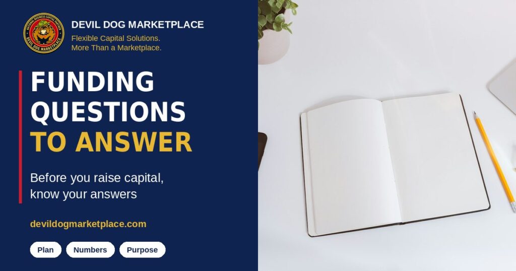 Open notebook and pencil on a desk, for an article on questions to answer before raising capital
